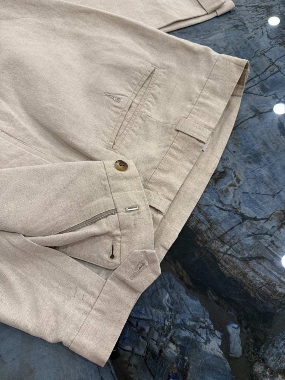 Perry Ellis linen Men's Beige Dress Trousers size36/32 - Picture 3 of 6